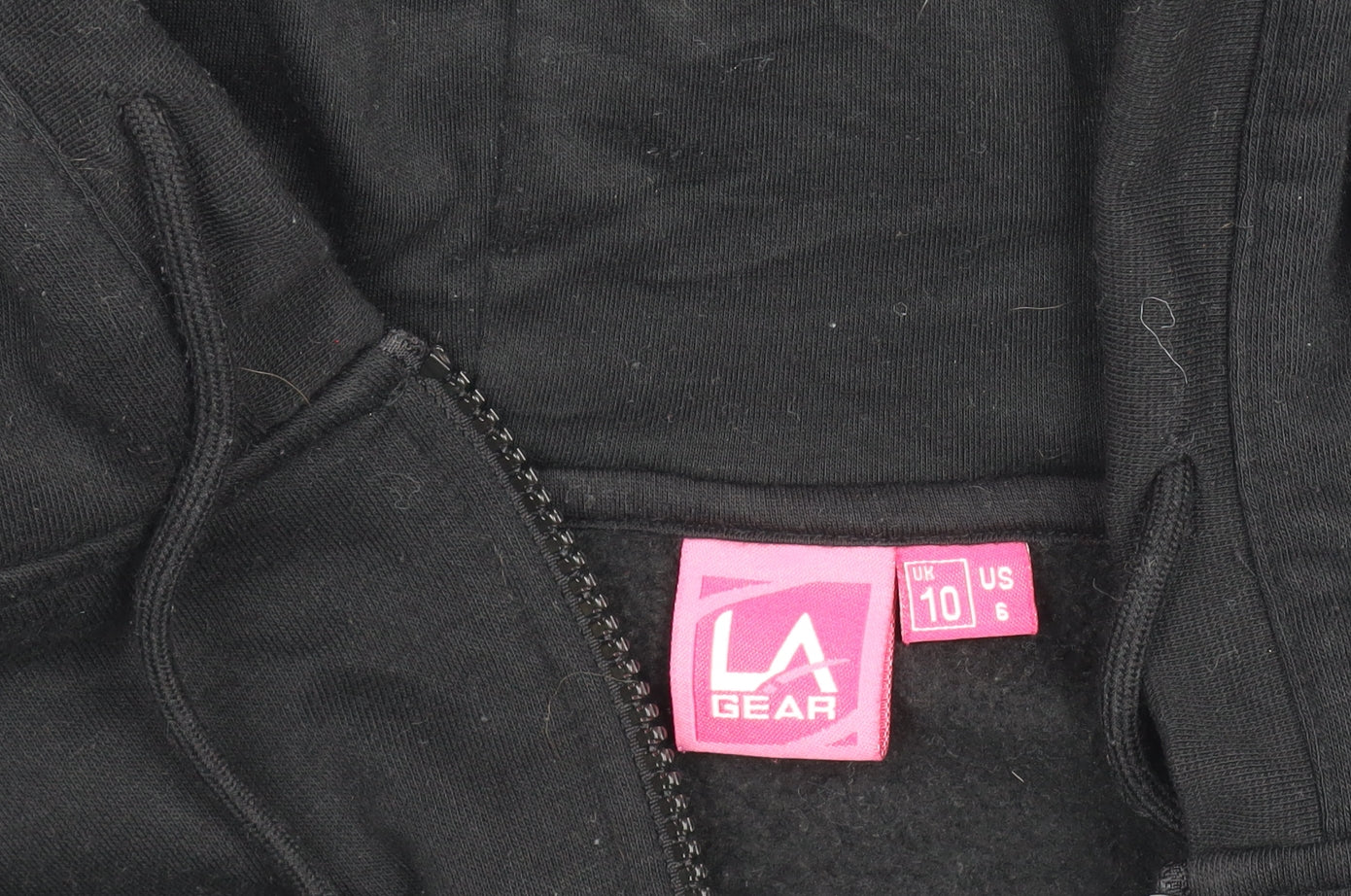 LA Gear Women Black Full Zip Hoodie Size 10 Cotton Blend