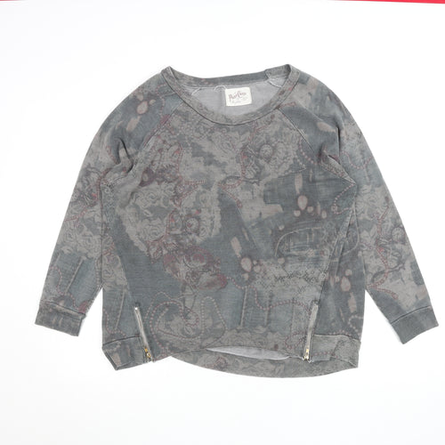 A Postcard from Brighton Grey Floral Zip Pullover Sweatshirt Size L