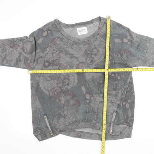 A Postcard from Brighton Grey Floral Zip Pullover Sweatshirt Size L