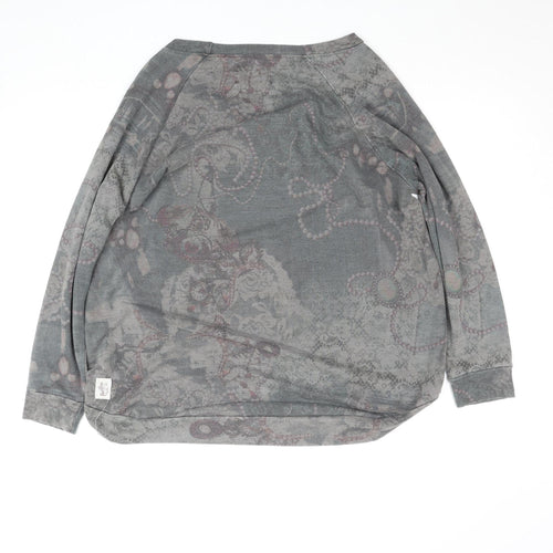 A Postcard from Brighton Grey Floral Zip Pullover Sweatshirt Size L