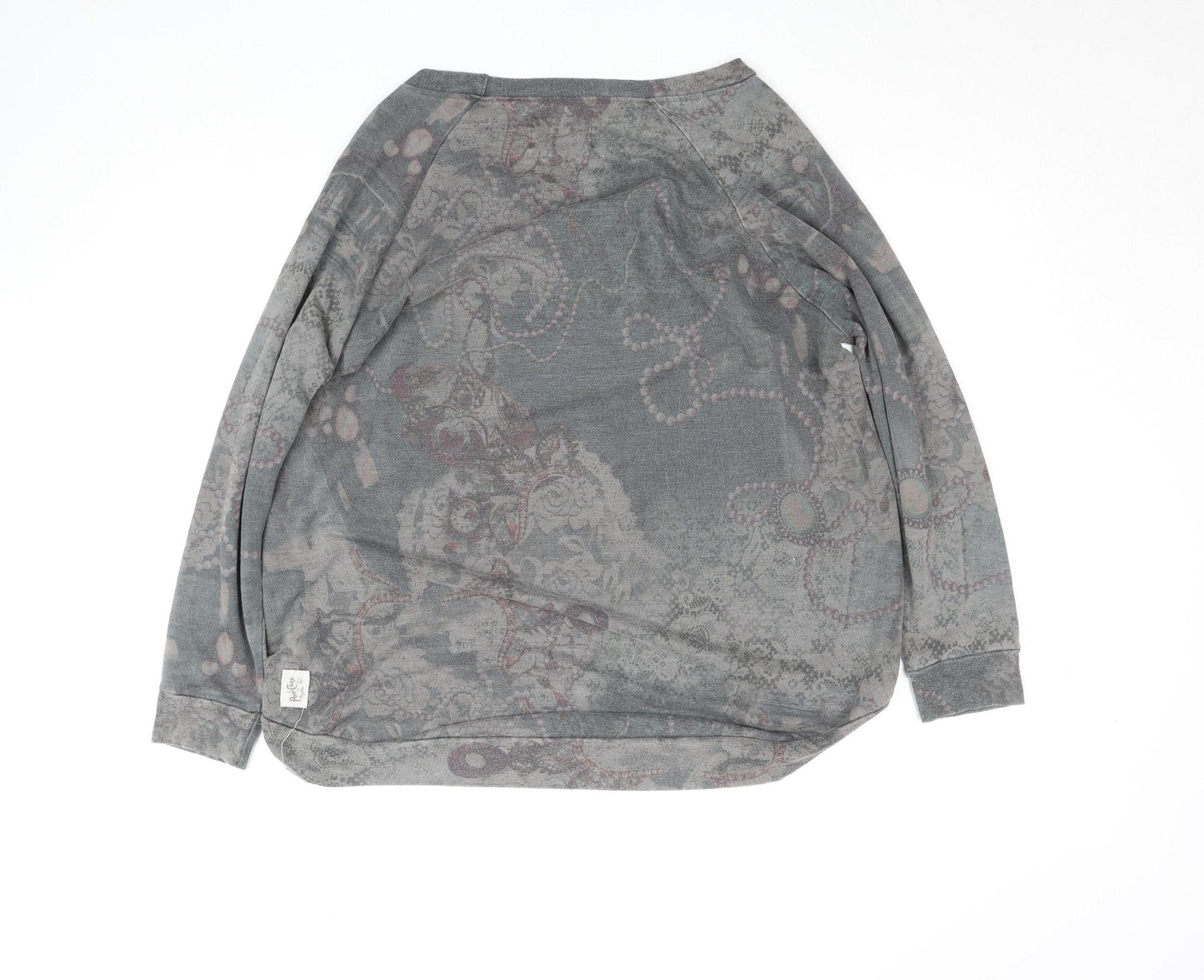 A Postcard from Brighton Grey Floral Zip Pullover Sweatshirt Size L