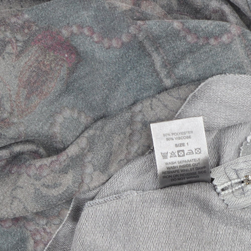 A Postcard from Brighton Grey Floral Zip Pullover Sweatshirt Size L