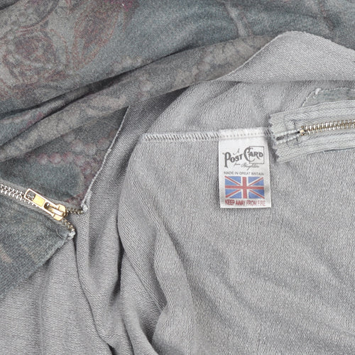 A Postcard from Brighton Grey Floral Zip Pullover Sweatshirt Size L