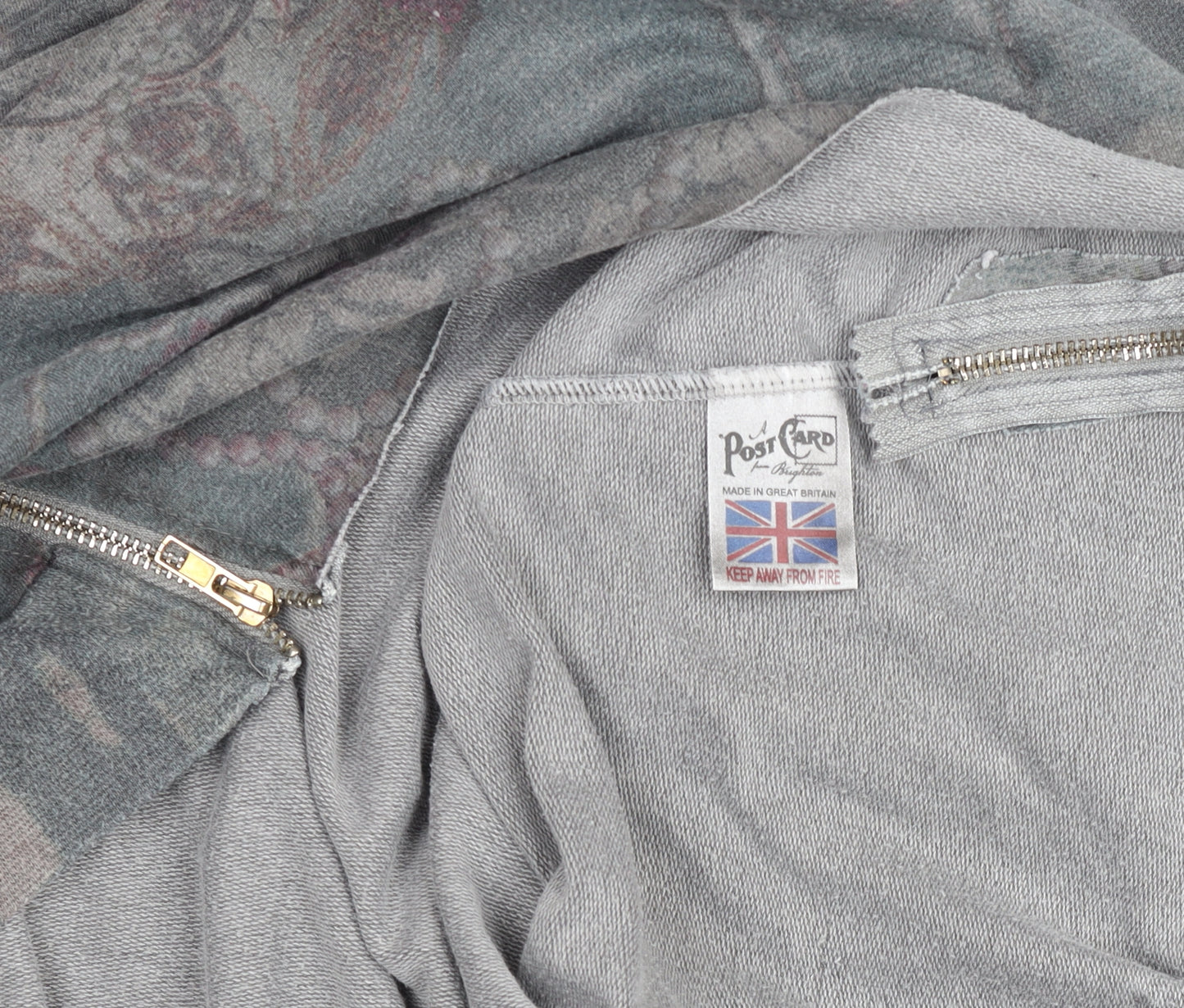 A Postcard from Brighton Grey Floral Zip Pullover Sweatshirt Size L