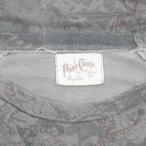 A Postcard from Brighton Grey Floral Zip Pullover Sweatshirt Size L