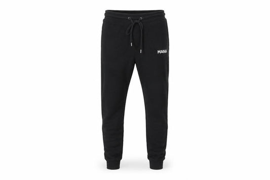 Front view of MANA Men's Black Regular Fit Jogger Trousers, size S