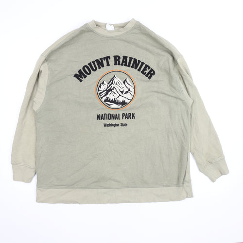 H&M Women's Beige Mount Rainier Graphic Pullover Sweatshirt Size S