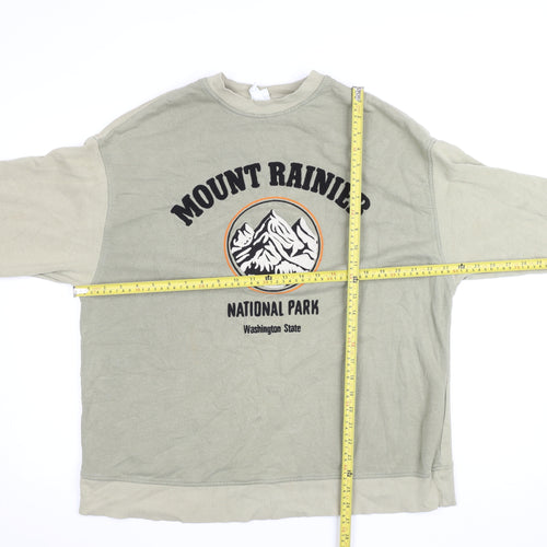 H&M Women's Beige Mount Rainier Graphic Pullover Sweatshirt Size S