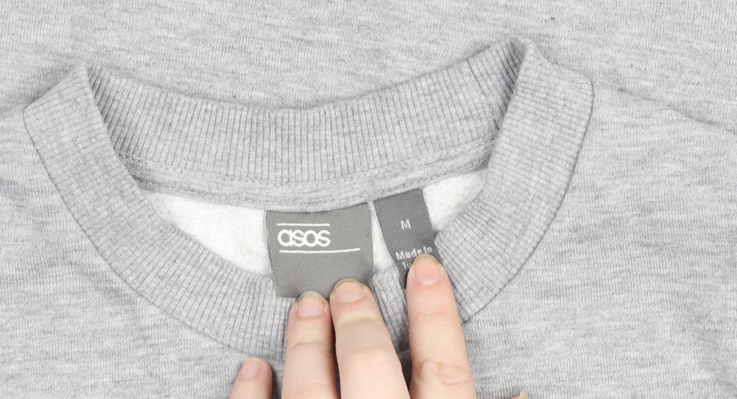 ASOS Women Grey Medium Crew Neck Pullover Sweatshirt