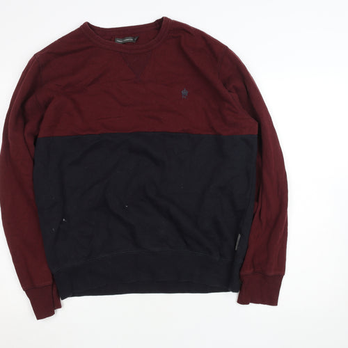 French Connection Mens XL Red & Black Colour Block Crew Neck Sweatshirt