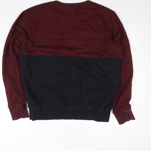 French Connection Mens XL Red & Black Colour Block Crew Neck Sweatshirt