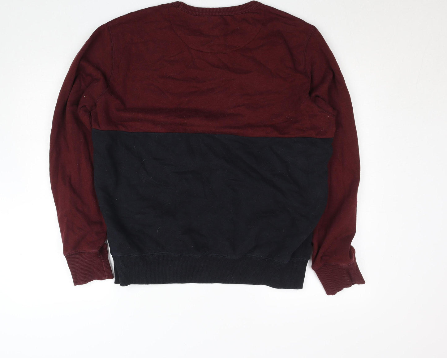 French Connection Mens XL Red & Black Colour Block Crew Neck Sweatshirt
