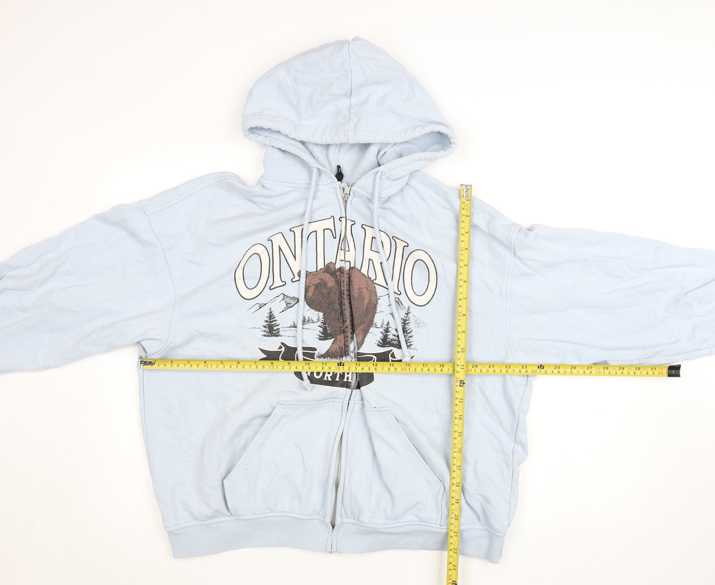 Divided Blue Full Zip Animal Graphic Hoodie Unisex L