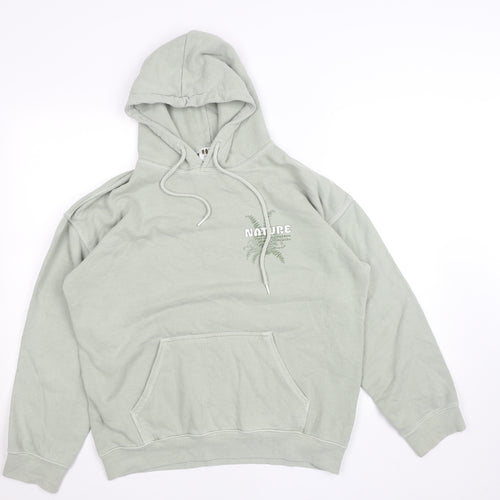 Hoxton Chic Men's Green Pullover Hoodie Size S Nature Graphic Fleece