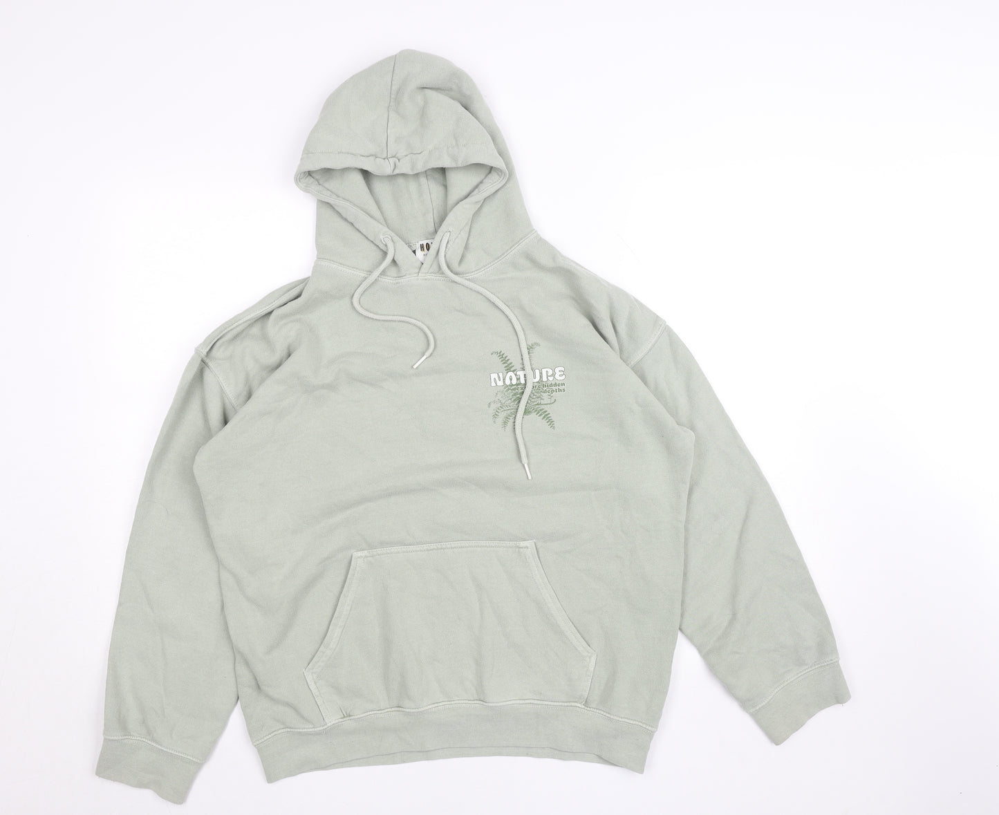 Hoxton Chic Men's Green Pullover Hoodie Size S Nature Graphic Fleece