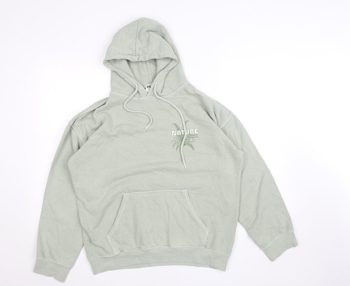 Hoxton Chic Men's Green Pullover Hoodie Size S Nature Graphic Fleece