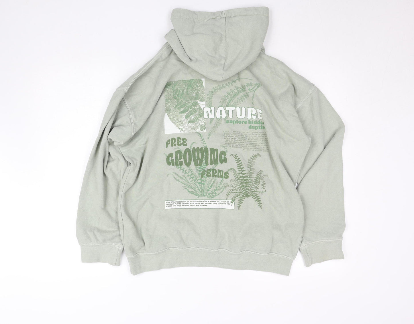 Hoxton Chic Men's Green Pullover Hoodie Size S Nature Graphic Fleece