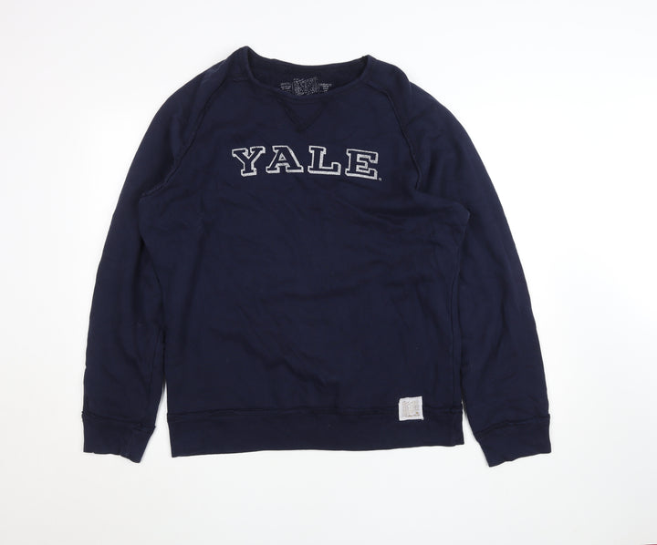 Retro Brand Mens Blue Yale Pullover Sweatshirt Size L Vintage