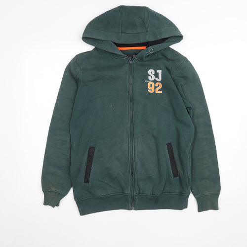 Spykar Mens Forest Green Full Zip Hoodie Size M Graphic Logo