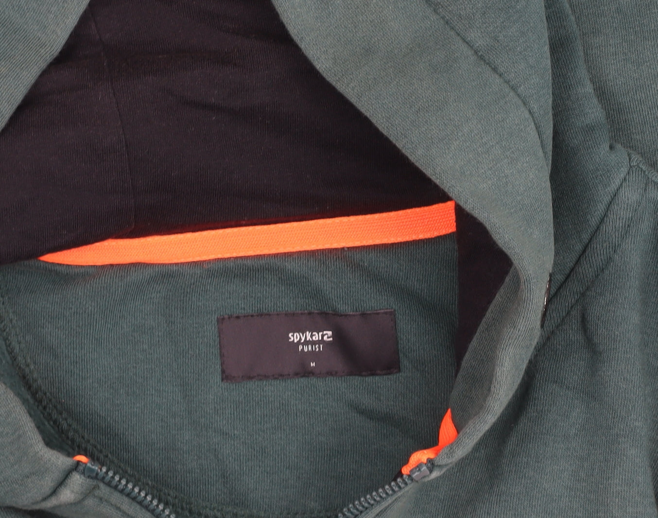 Spykar Mens Forest Green Full Zip Hoodie Size M Graphic Logo