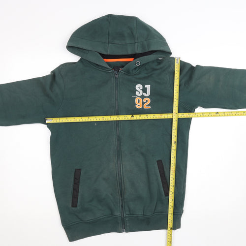 Spykar Mens Forest Green Full Zip Hoodie Size M Graphic Logo