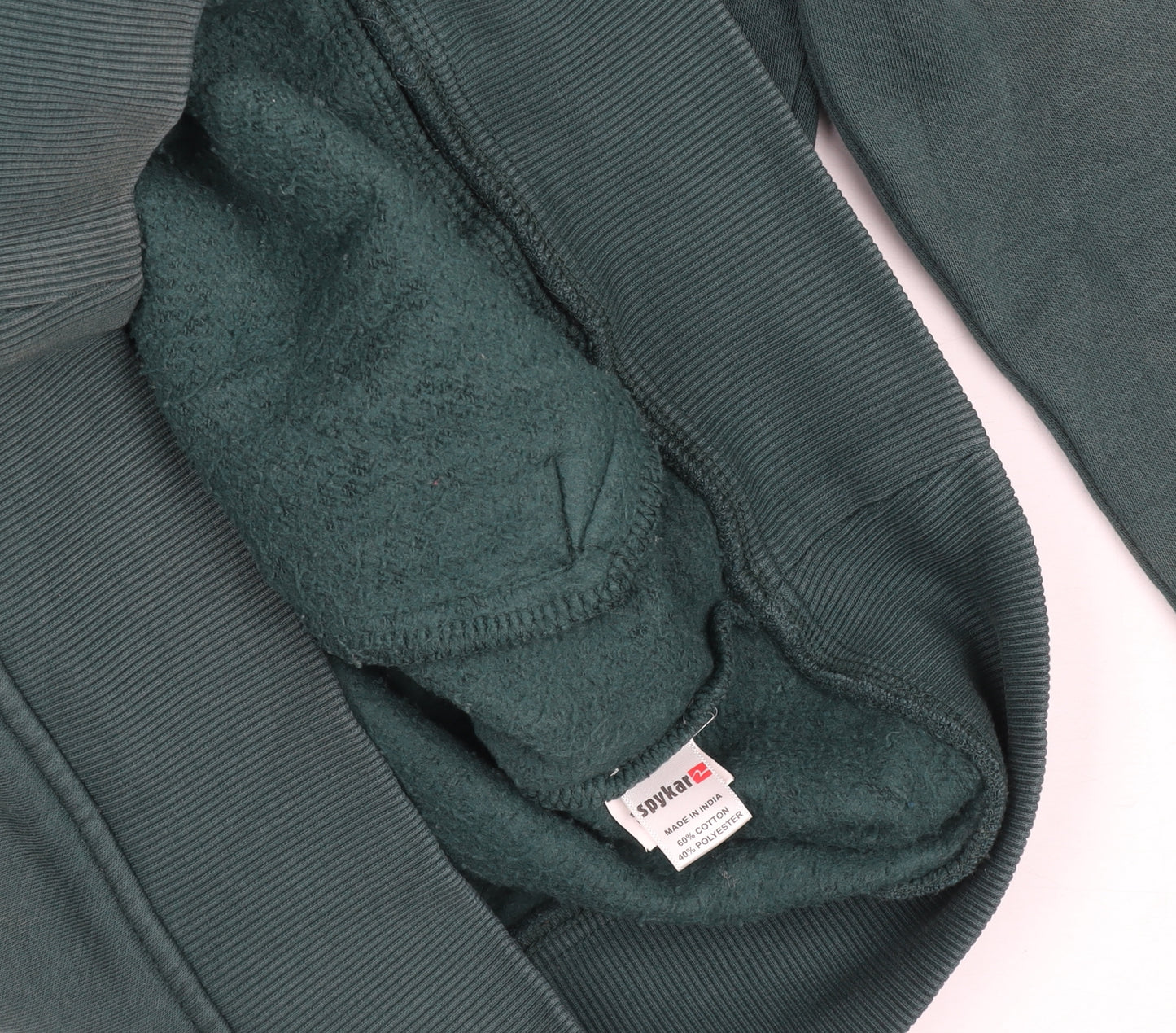 Spykar Mens Forest Green Full Zip Hoodie Size M Graphic Logo
