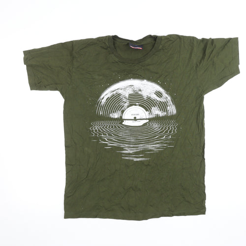 Unfledged Men's Green Music Graphic Crew Neck Short Sleeve T-Shirt Size L
