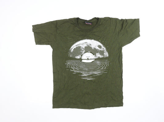 Unfledged Men's Green Music Graphic Crew Neck Short Sleeve T-Shirt Size L