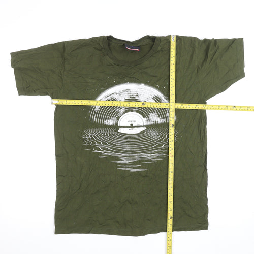 Unfledged Men's Green Music Graphic Crew Neck Short Sleeve T-Shirt Size L
