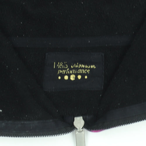Marks and Spencer Womens Black Pink Floral Fleece Track Jacket UK 12