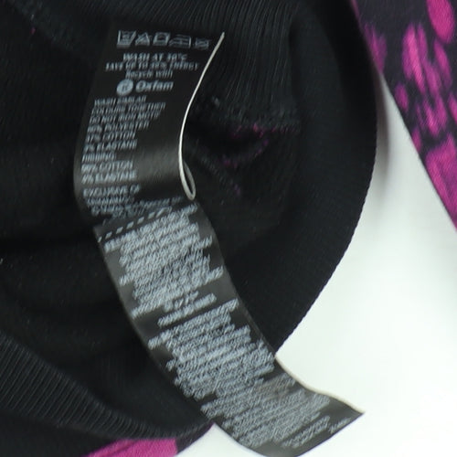 Marks and Spencer Womens Black Pink Floral Fleece Track Jacket UK 12