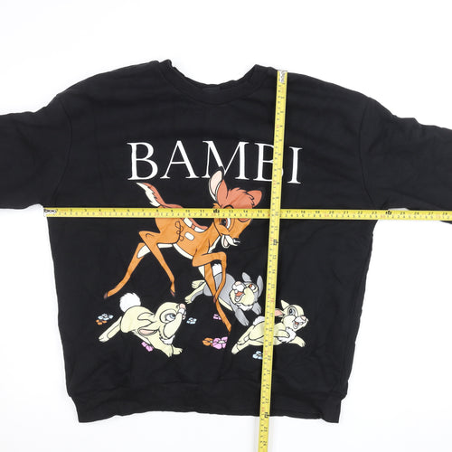 Disney at George Black Bambi Sweatshirt Women L Pullover Cotton Blend