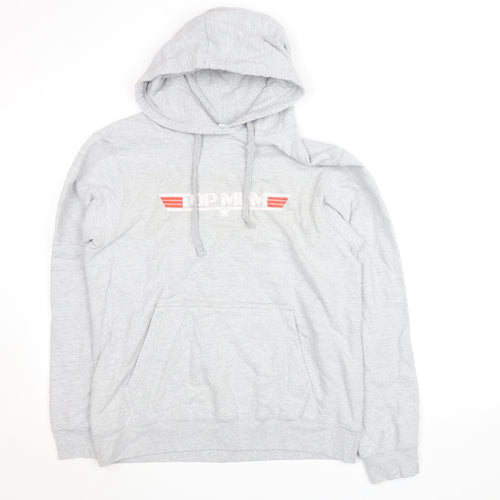 Port & Company Grey Hooded Pullover Sweatshirt Women M Ring Spun Cotton Blend