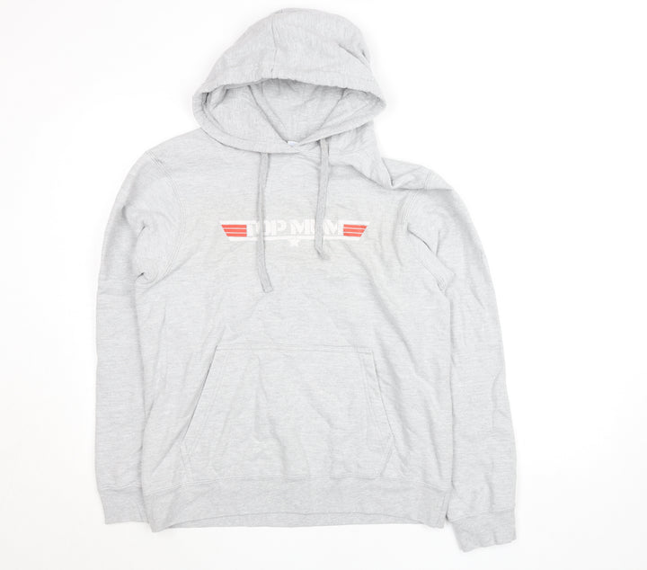 Port & Company Grey Hooded Pullover Sweatshirt Women M Ring Spun Cotton Blend