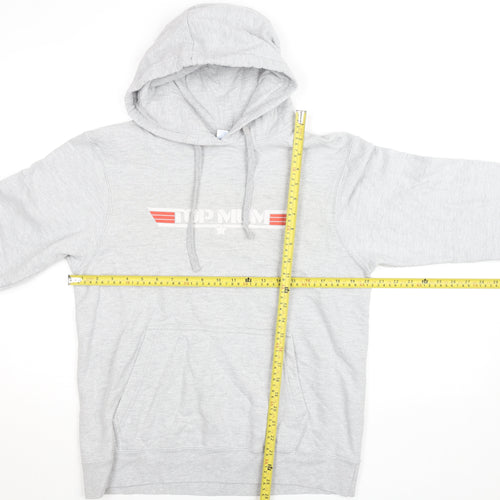 Port & Company Grey Hooded Pullover Sweatshirt Women M Ring Spun Cotton Blend