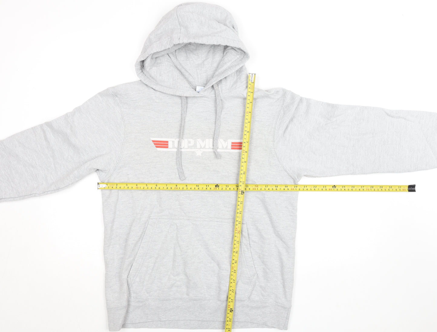 Port & Company Grey Hooded Pullover Sweatshirt Women M Ring Spun Cotton Blend