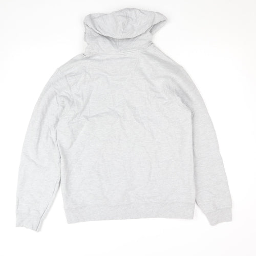 Port & Company Grey Hooded Pullover Sweatshirt Women M Ring Spun Cotton Blend