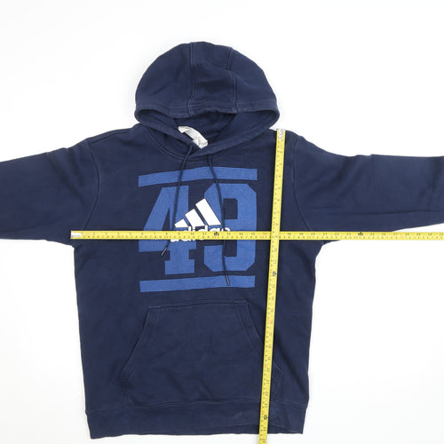 Adidas Women's Navy Blue Pullover Hoodie M Logo Graphic Cotton Blend