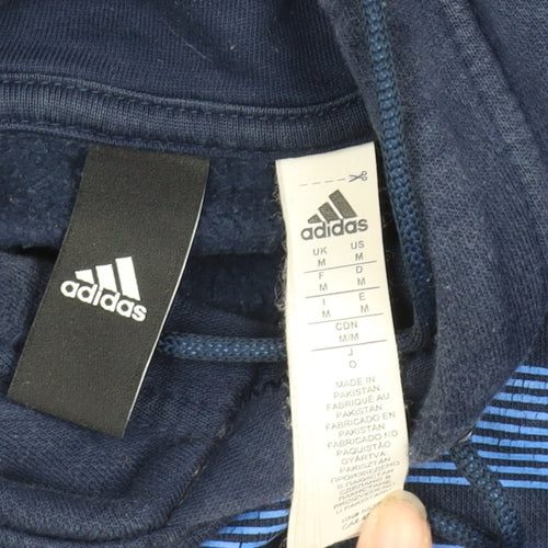 Adidas Women's Navy Blue Pullover Hoodie M Logo Graphic Cotton Blend
