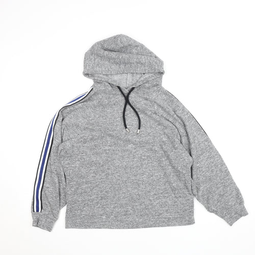 F&F Women Grey Hooded Pullover Sweatshirt UK 12 Drawstring Casual