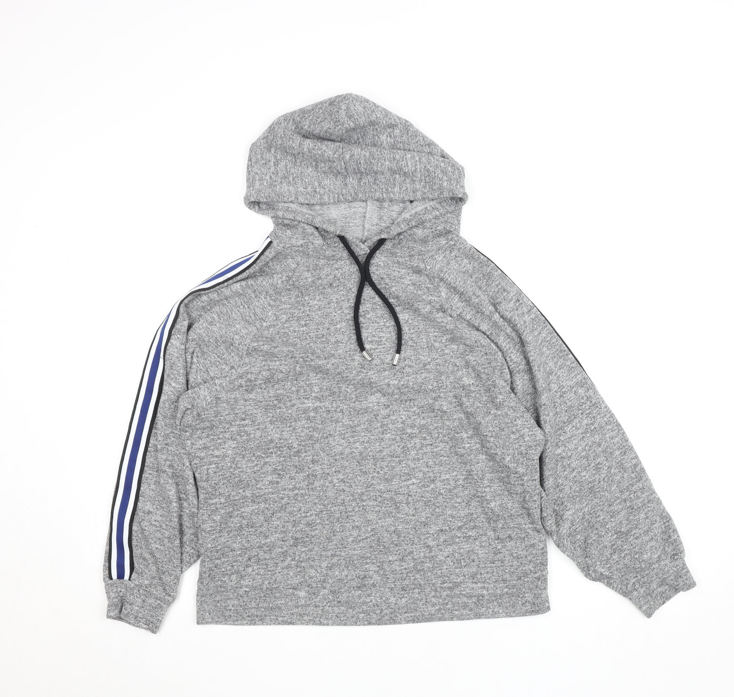 F&F Women Grey Hooded Pullover Sweatshirt UK 12 Drawstring Casual