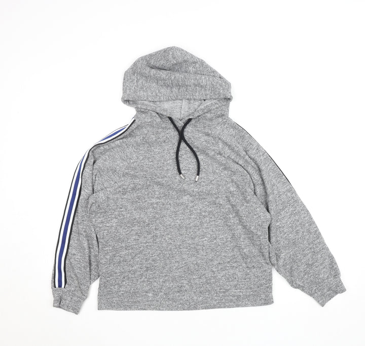 F&F Women Grey Hooded Pullover Sweatshirt UK 12 Drawstring Casual
