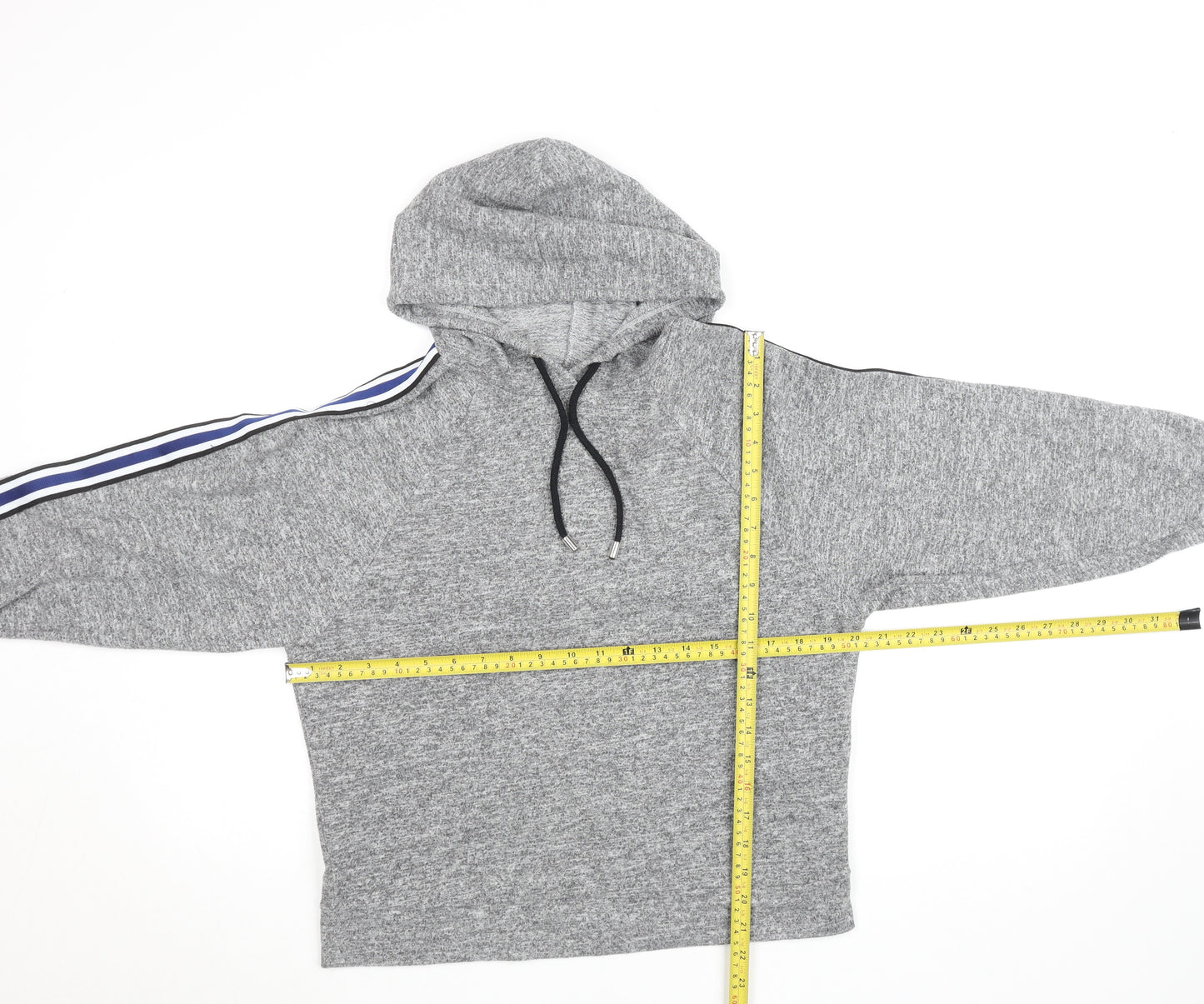 F&F Women Grey Hooded Pullover Sweatshirt UK 12 Drawstring Casual