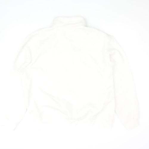 ZARA Women White XL 1/4 Zip Pullover Sweatshirt Fleece Lined