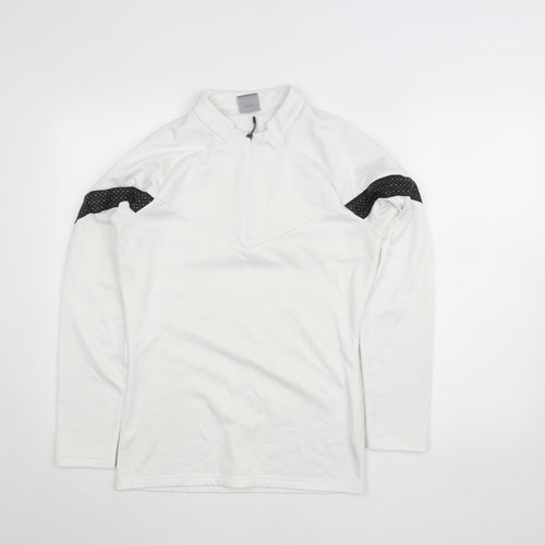Puma Women White XS 1/4 Zip Pullover Sweatshirt with Black Detail