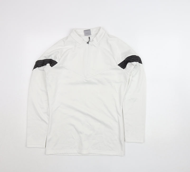 Puma Women White XS 1/4 Zip Pullover Sweatshirt with Black Detail