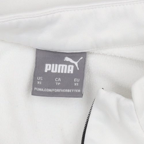 Puma Women White XS 1/4 Zip Pullover Sweatshirt with Black Detail