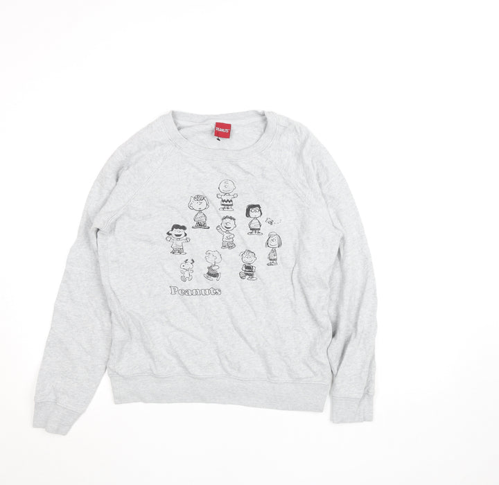 Marks and Spencer Peanuts Women Grey Marl Size 10 Crew Neck Sweatshirt