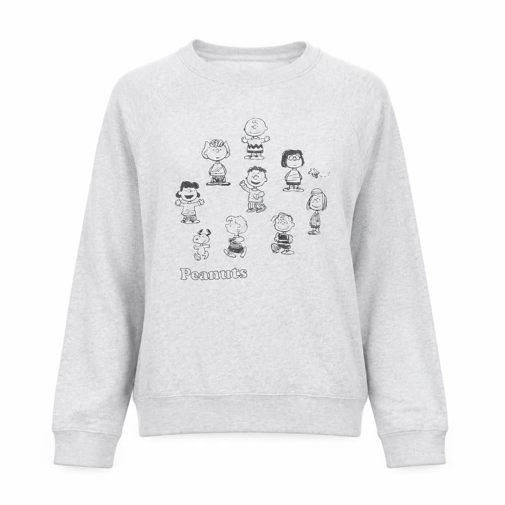 Front view of Marks & Spencer Peanuts Women Grey Marl, size 10, Crew Neck Sweatshirt