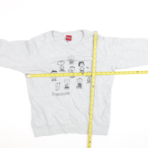 Marks and Spencer Peanuts Women Grey Marl Size 10 Crew Neck Sweatshirt